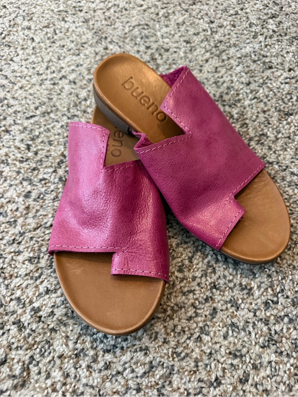 Bueno Magenta Leather Slide Mules EU 36